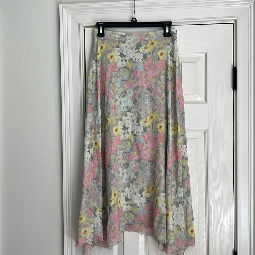 EUC Alice + Olivia Floral Silk Midi Skirt SZ2
